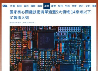 國科會核心關鍵技術列14奈米以下IC 比美日更嚴格防中剽竊才是正途❗❗